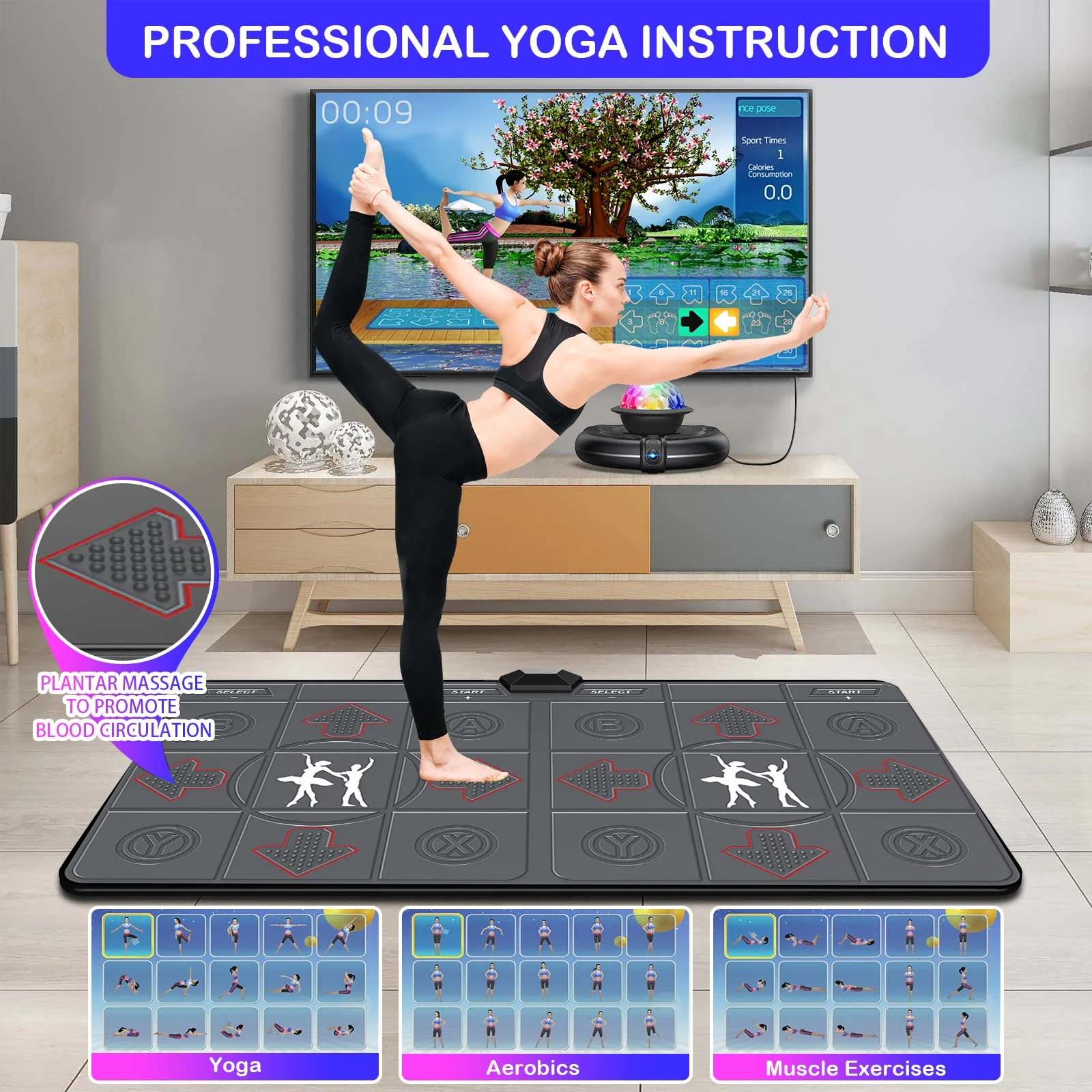 テレビPC用ワイヤレスダブルダンスマット、2つのゲームパッド - Yoga Fitness Tva のレビューと価格